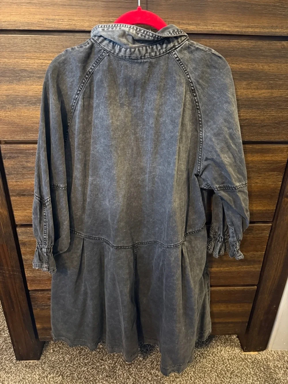 Free People Washed Black Longline Jean Dress - Picture 6 of 7